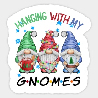 Funny Christmas Gnome Hanging With My Gnomies Family Pajamas Sticker